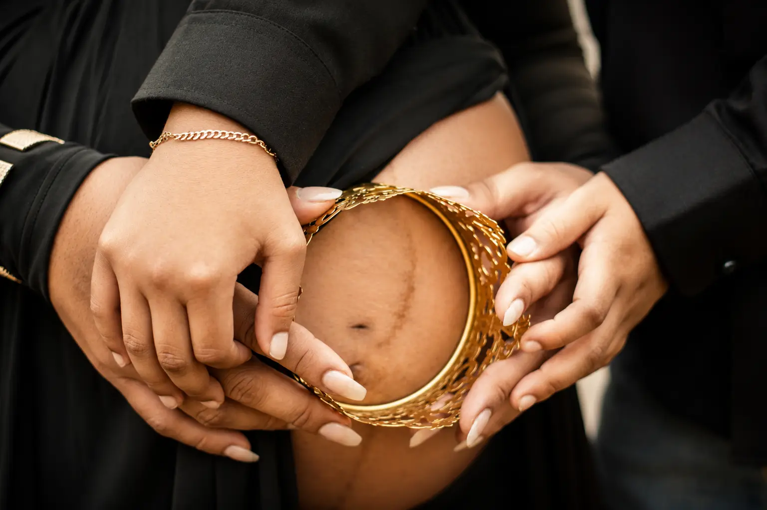 Maternity photography session capturing an intimate moment